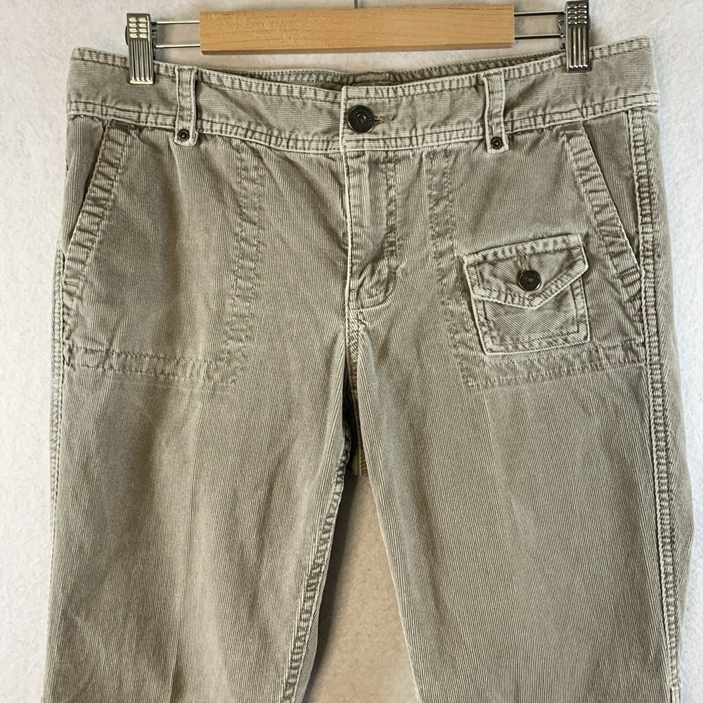 Eddie Bauer Womens Y2K Low Rise Corduroy Pants 32x28.5 Hemmed Tan Granola Grunge